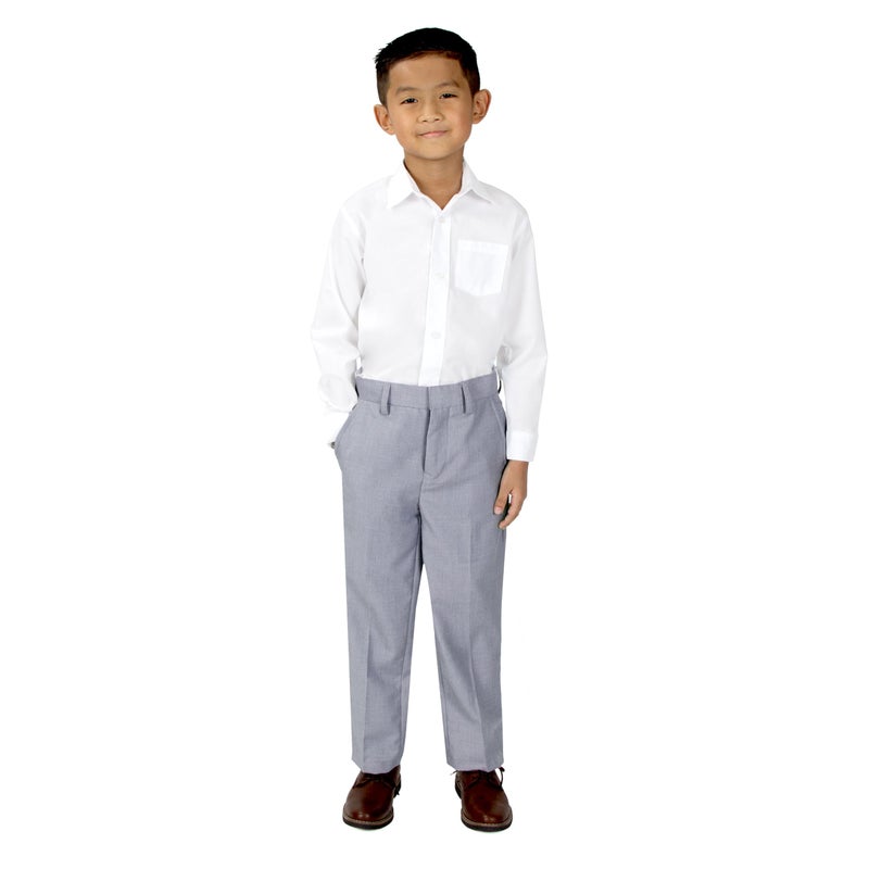 Spring Notion Boys' Dress Pants and Shirt 8 Light Grey/White - Image 1